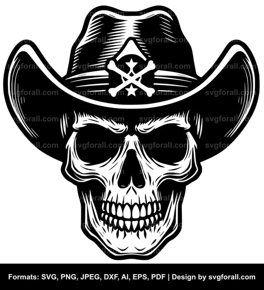 Skull With Cowboy Hat Cricut SVG