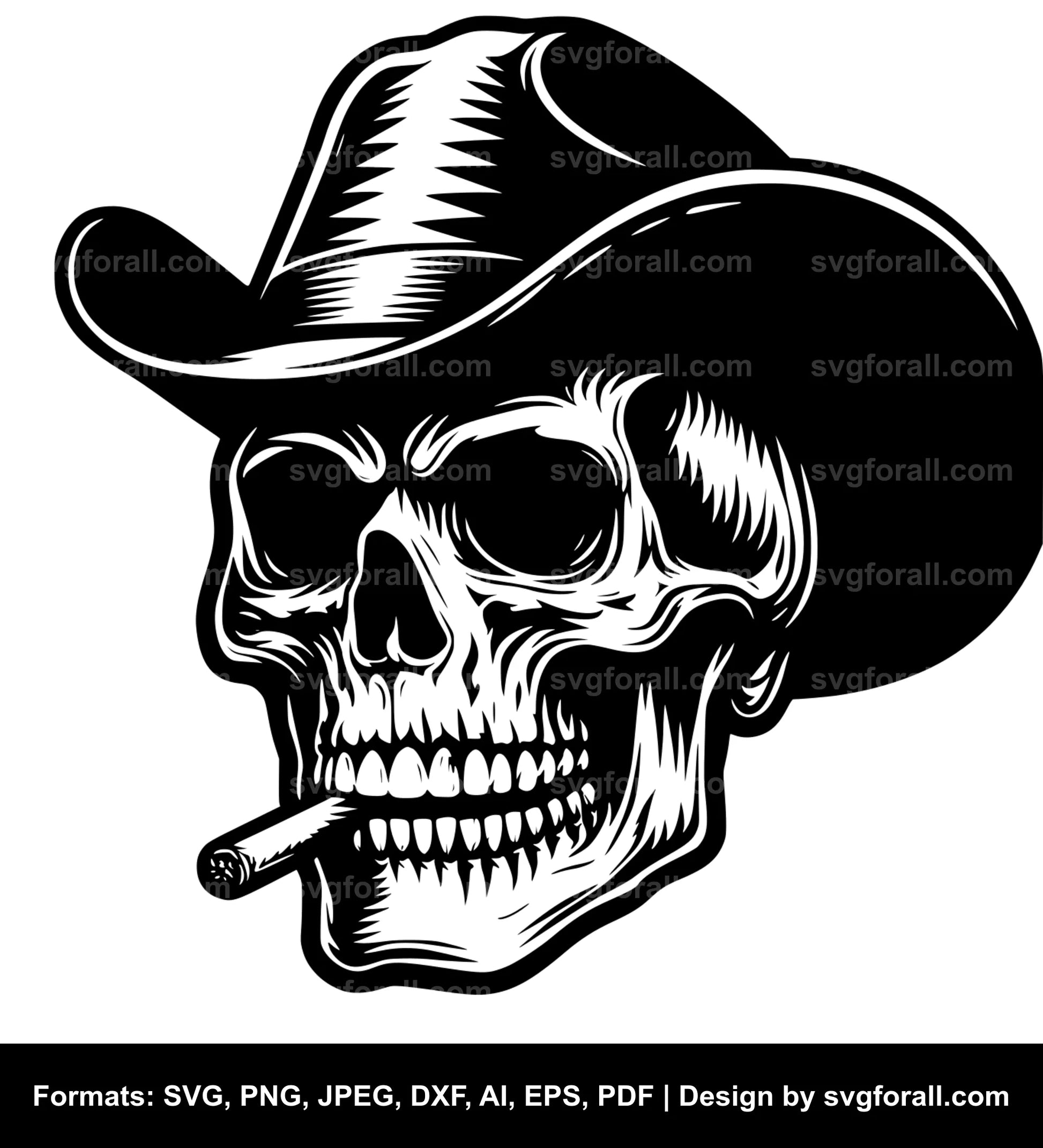 Skull With Cowboy Hat SVG