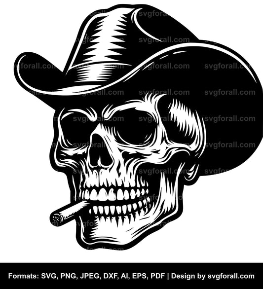 Skull With Cowboy Hat SVG