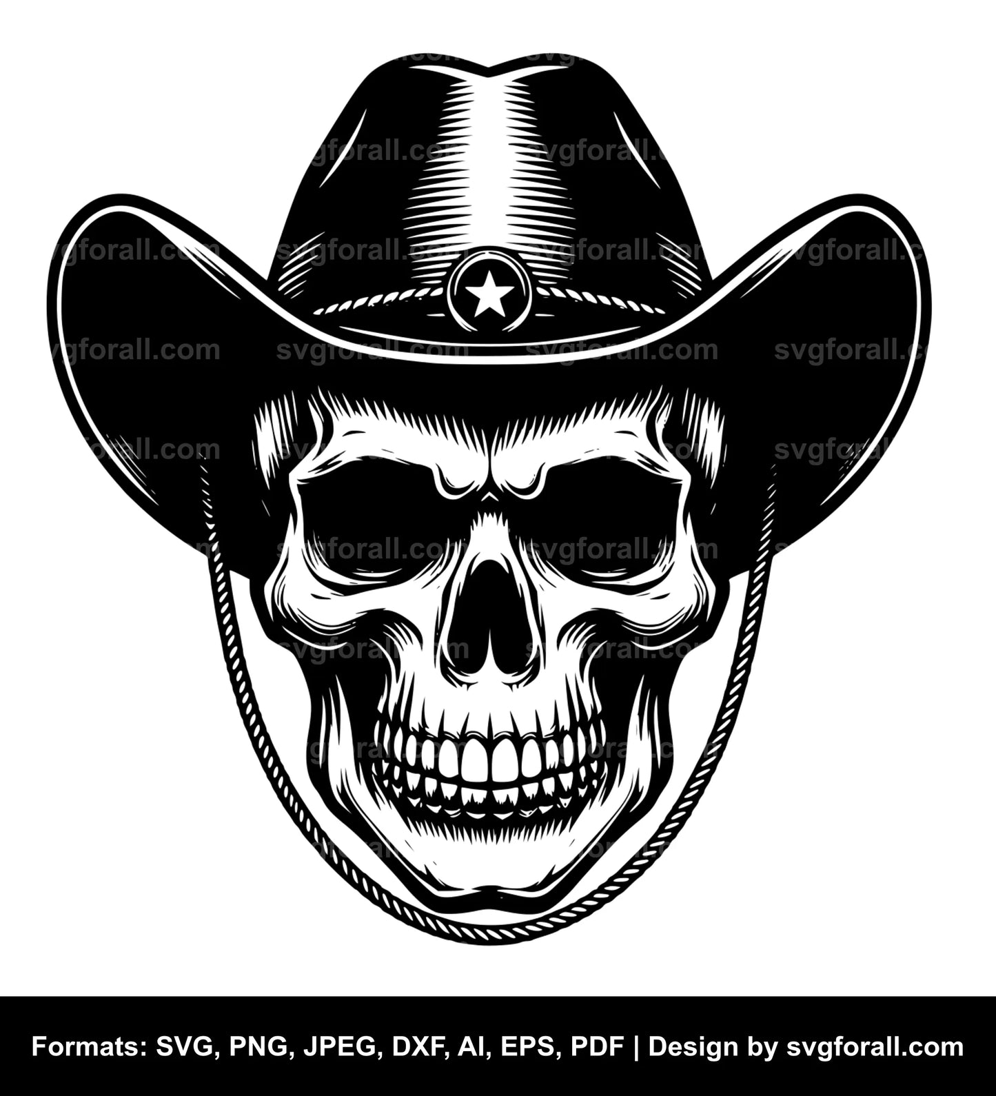 Skull With Cowboy Hat SVG Cut Files