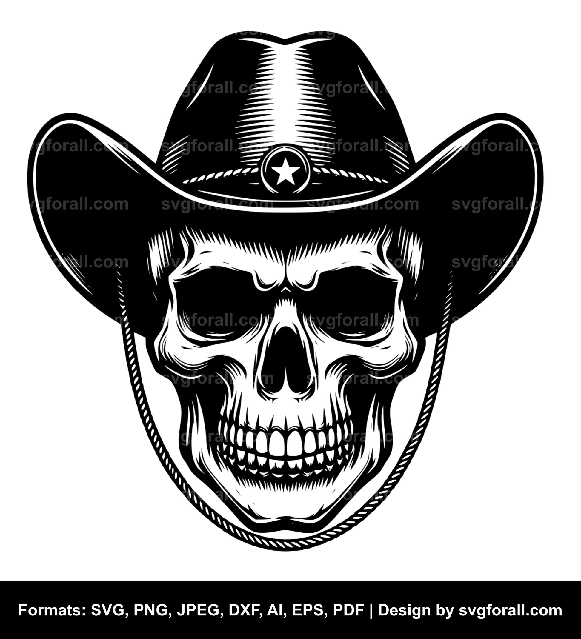 Skull With Cowboy Hat SVG Cut Files