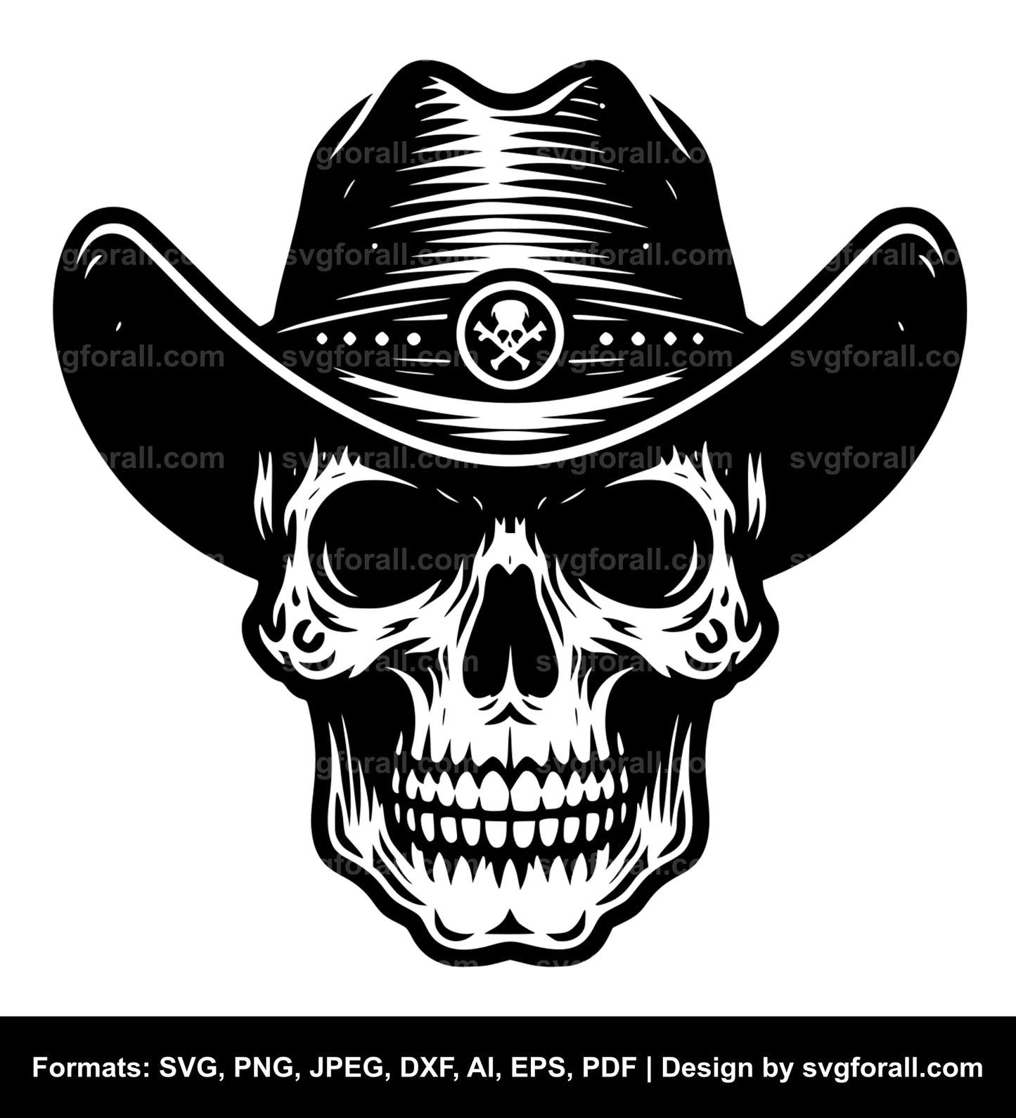 Skull With Cowboy Hat SVG Download