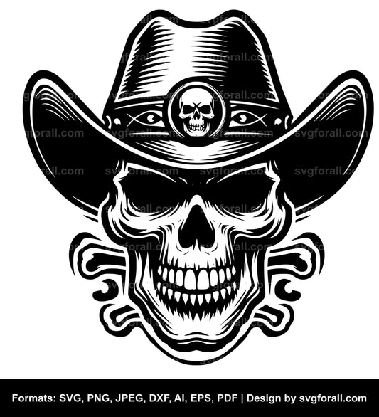 Skull With Cowboy Hat SVG For Cricut