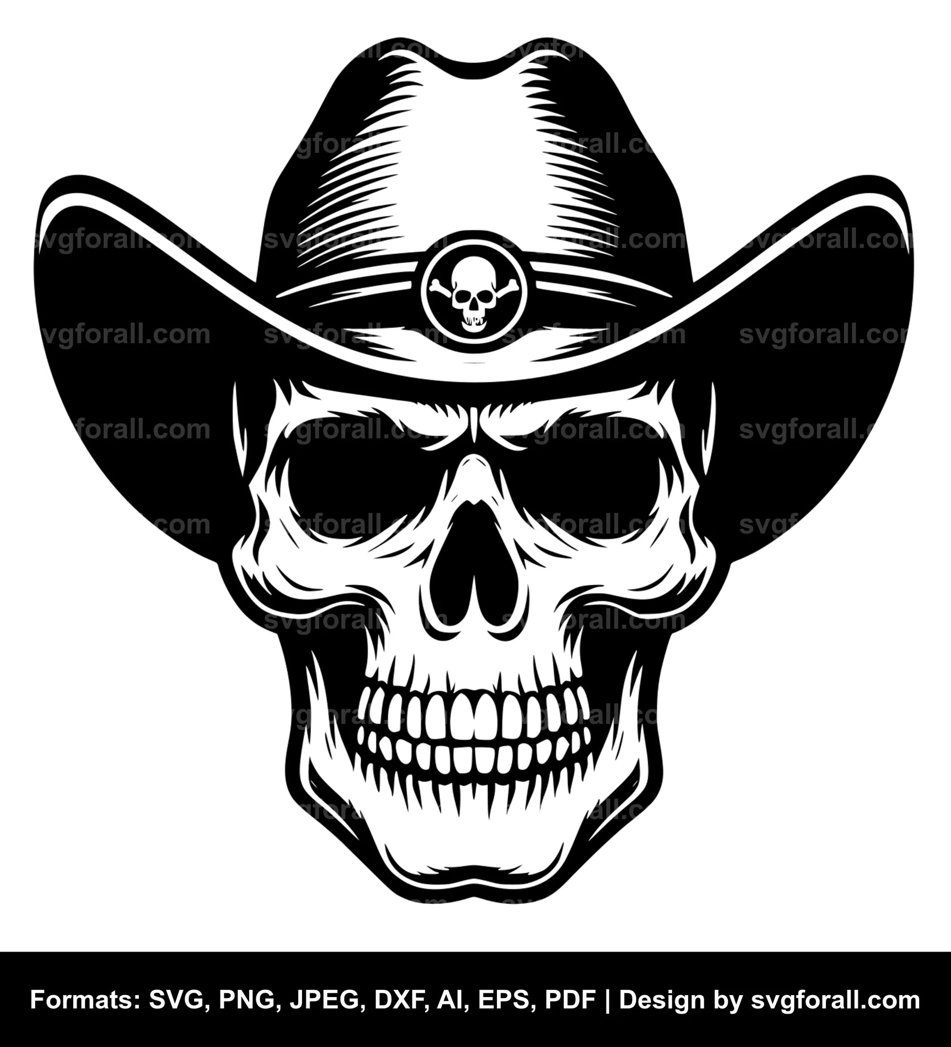 Skull With Cowboy Hat SVG PNG