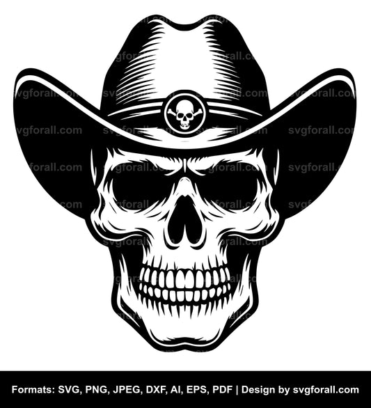 Skull With Cowboy Hat SVG PNG