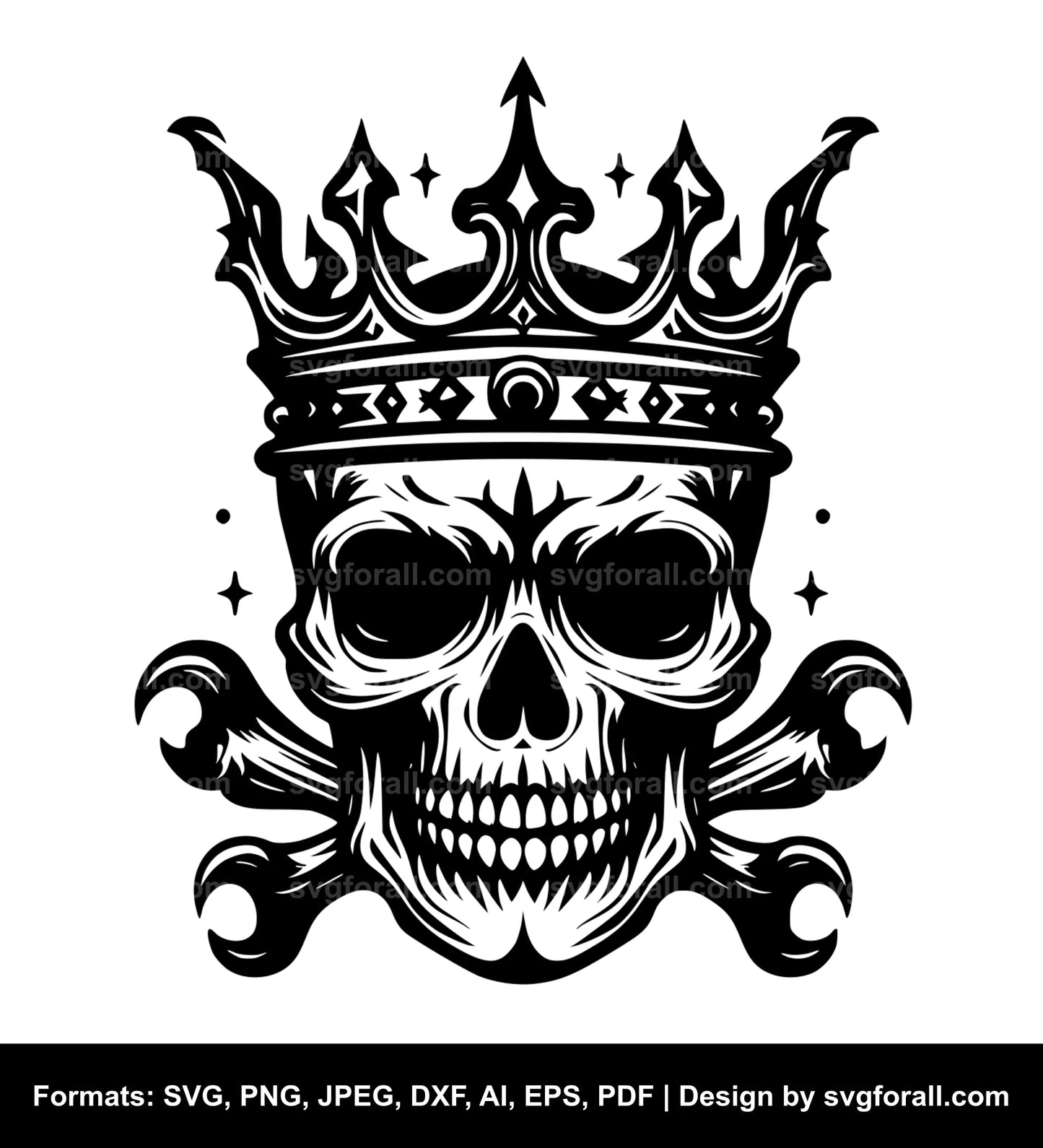 Skull With Crown Black SVG