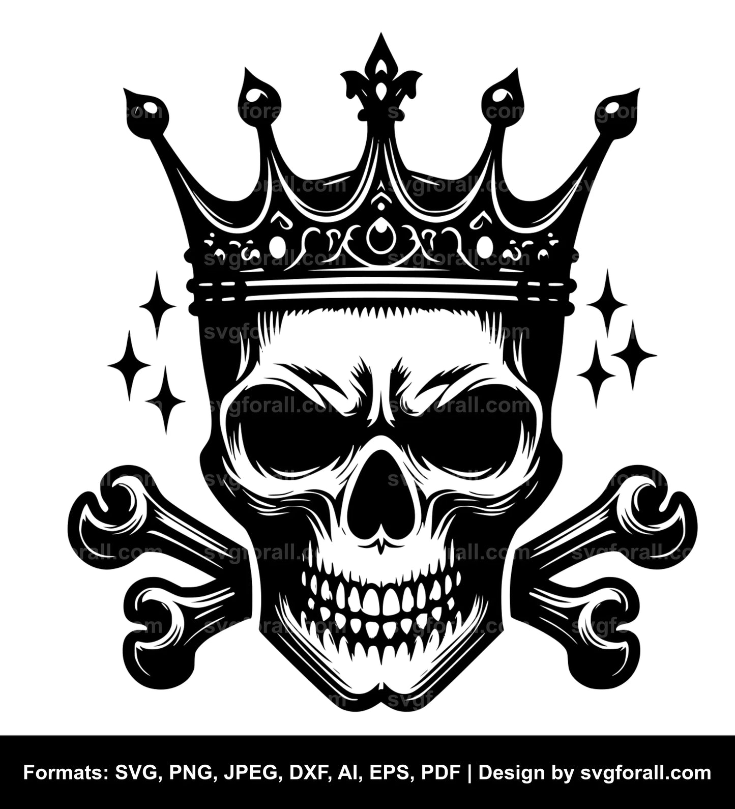 Skull With Crown SVG File