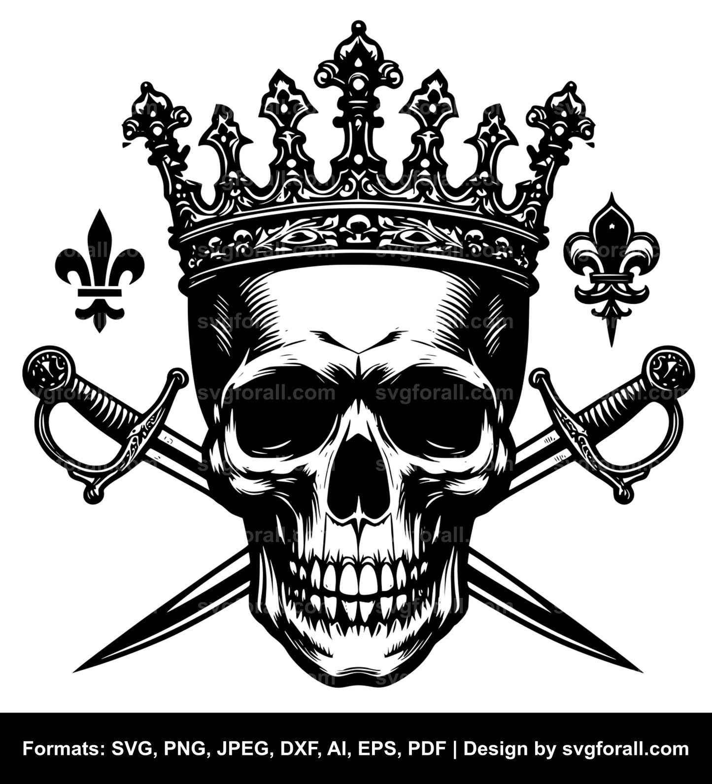 Skull With Crown SVG PNG