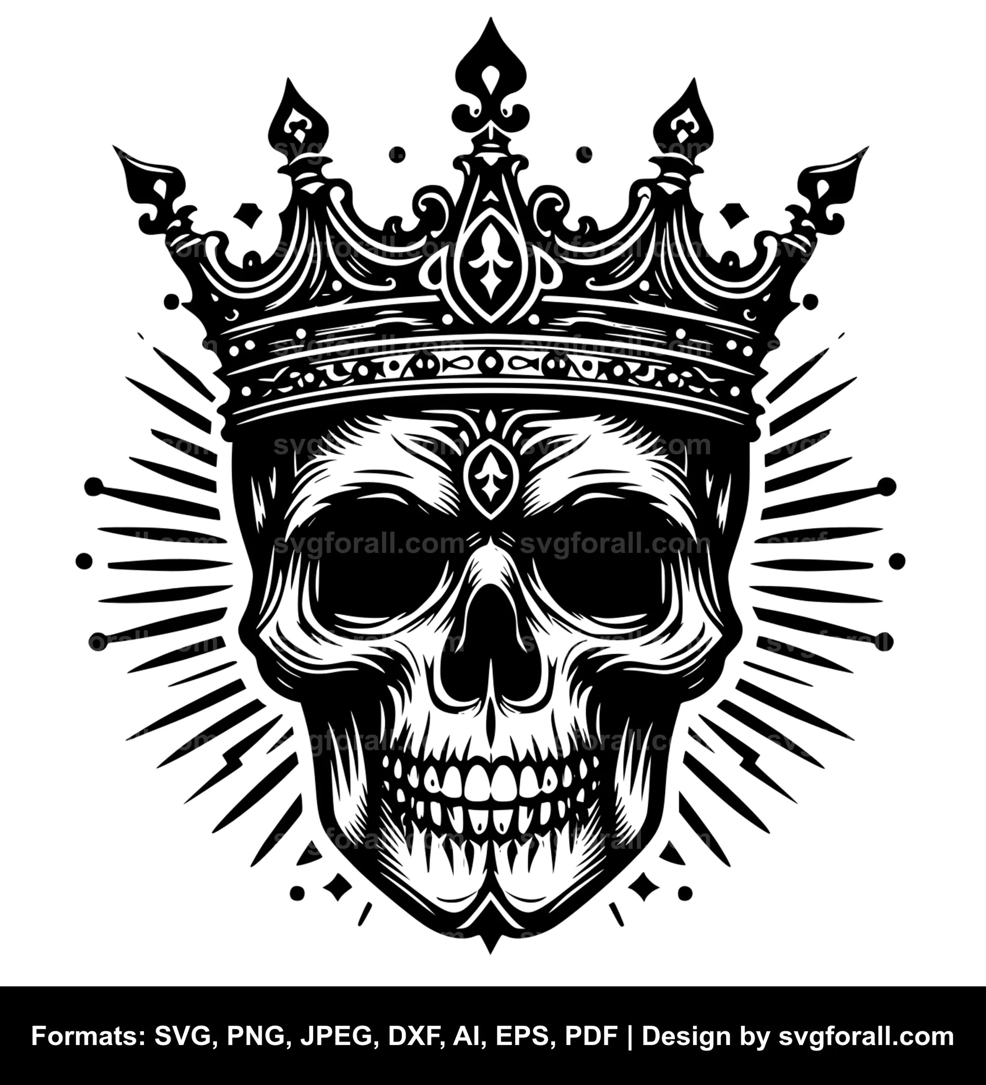 Skull With Crown SVG Vector