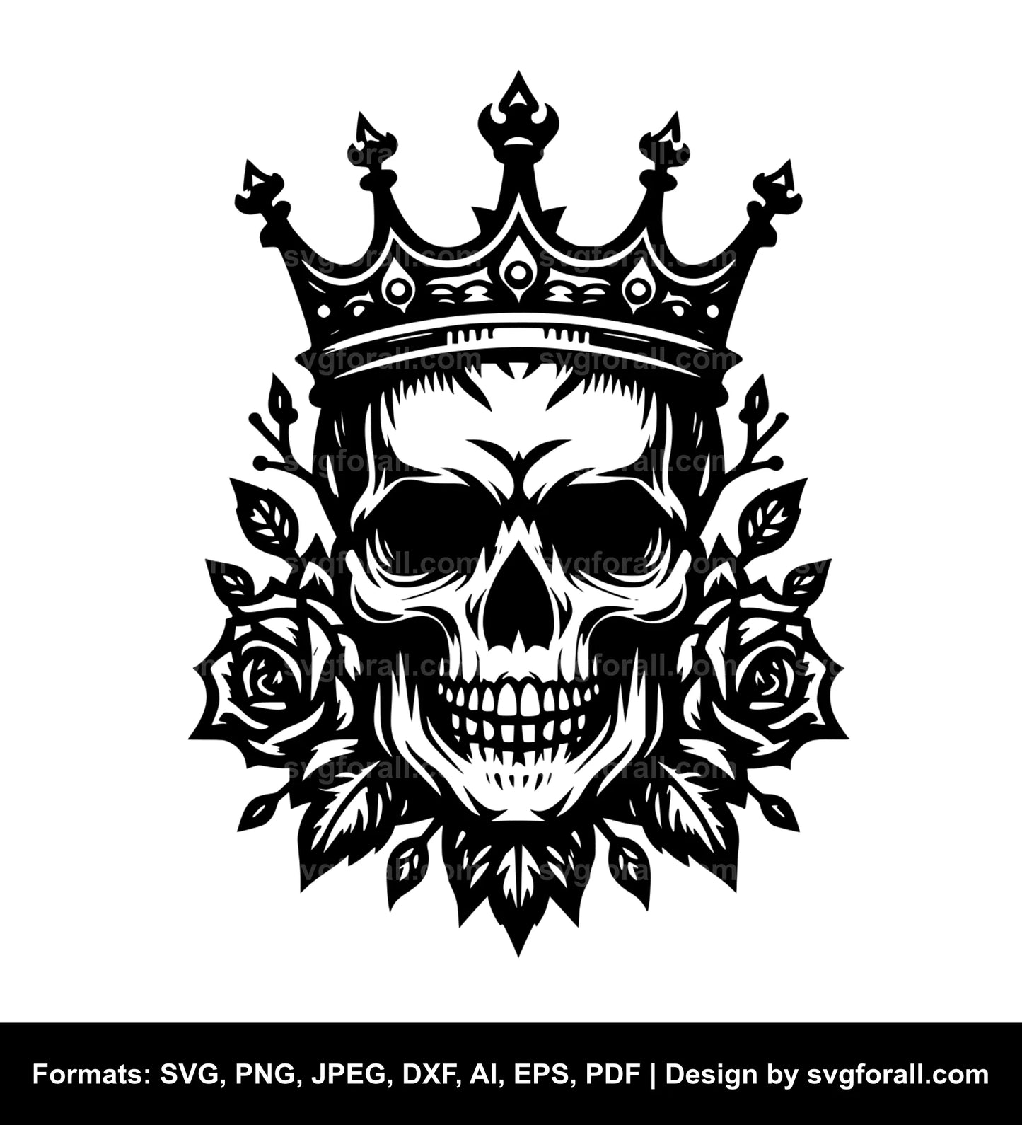 Skull With Crown Vector SVG