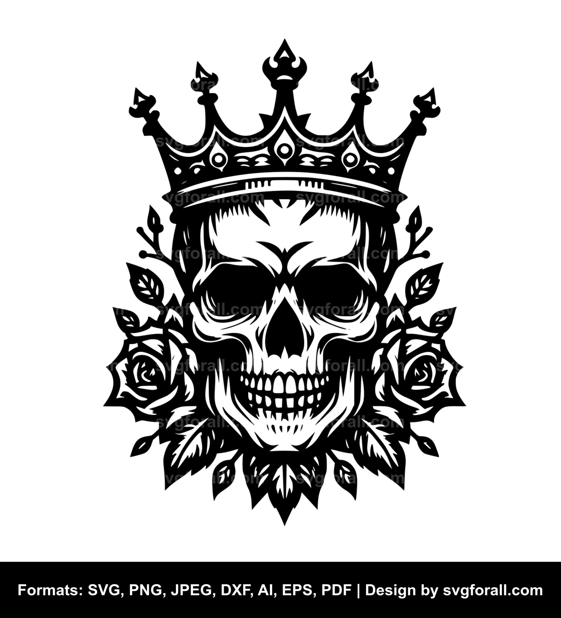 Skull With Crown Vector SVG