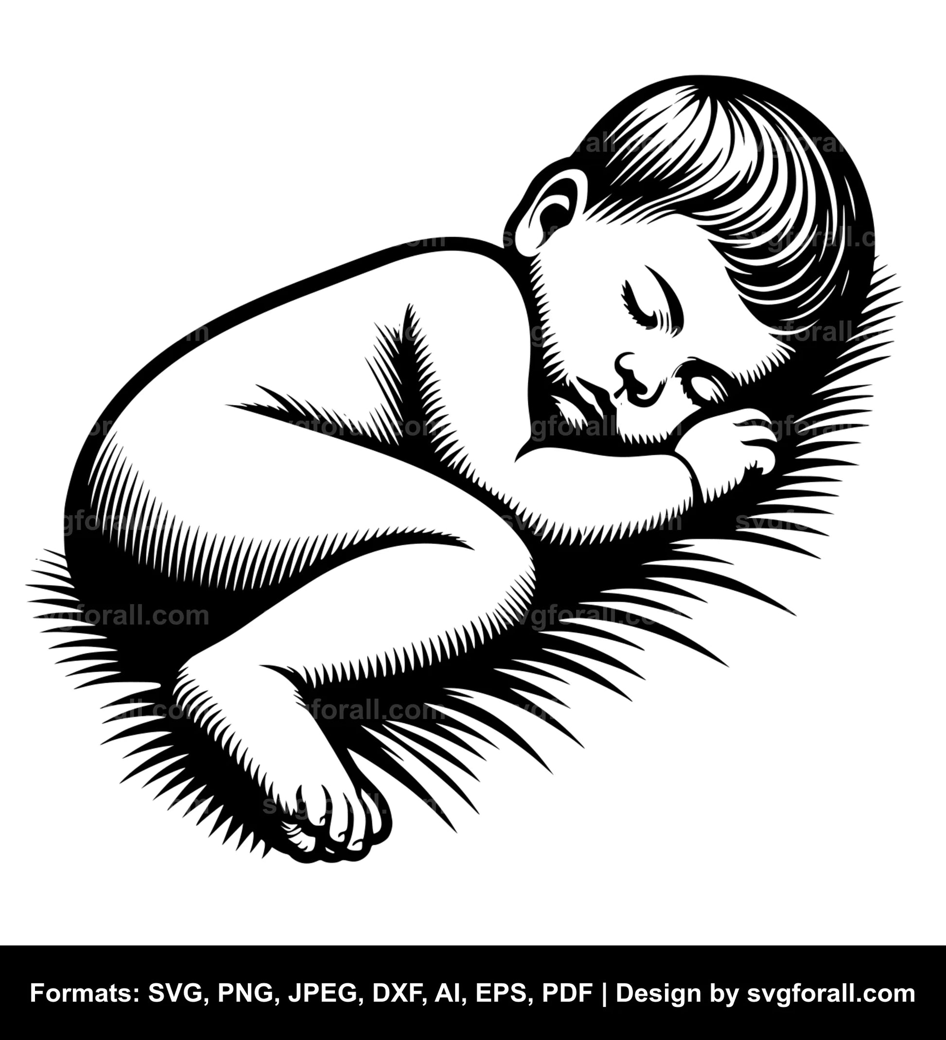 Sleeping Baby Black SVG