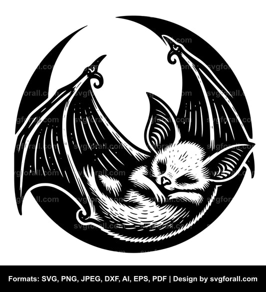 Sleeping Bat Black SVG