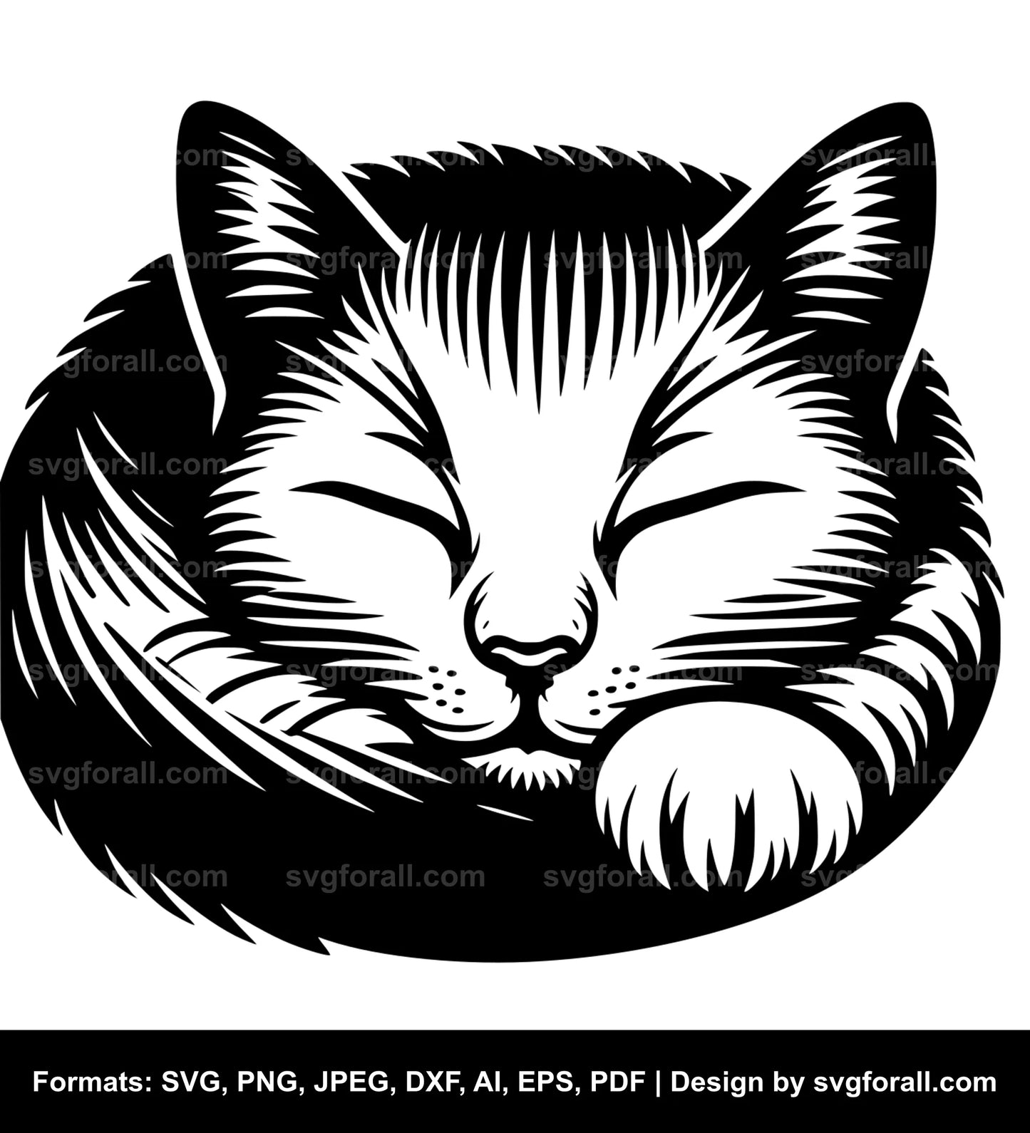 Sleeping Cat SVG Vector