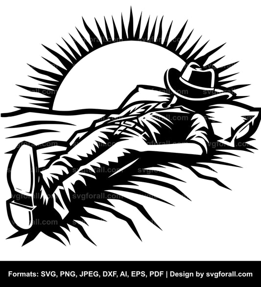 Sleeping Cowboy SVG PNG