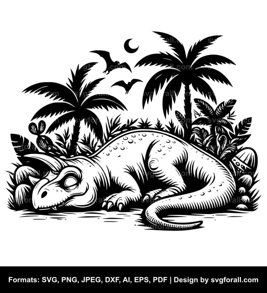 Sleeping Dinosaur SVG Design