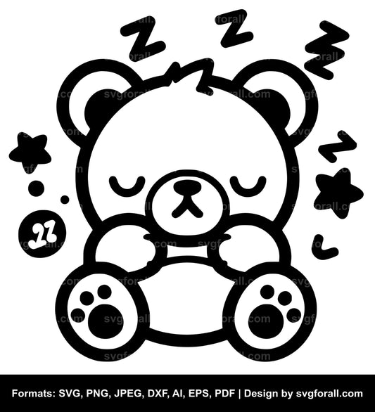 Sleepy Bear Black SVG