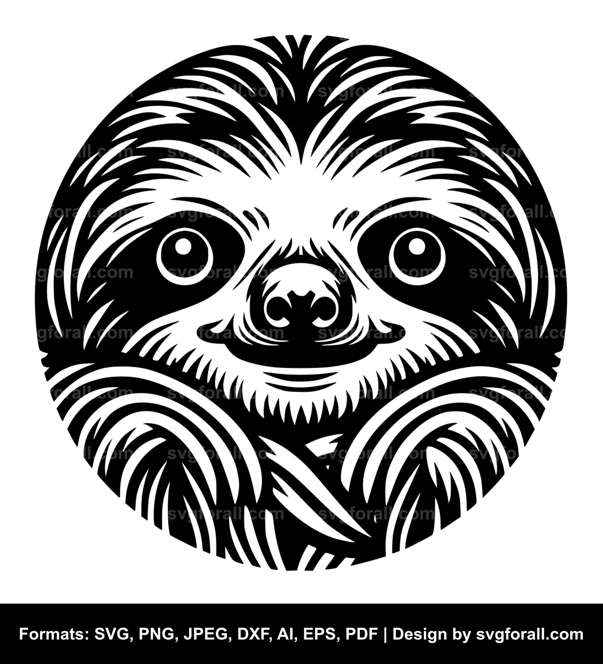 Sloth Face Black SVG