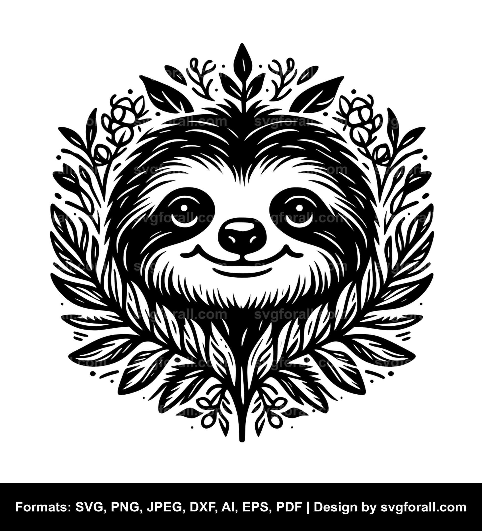 Sloth Face SVG Design