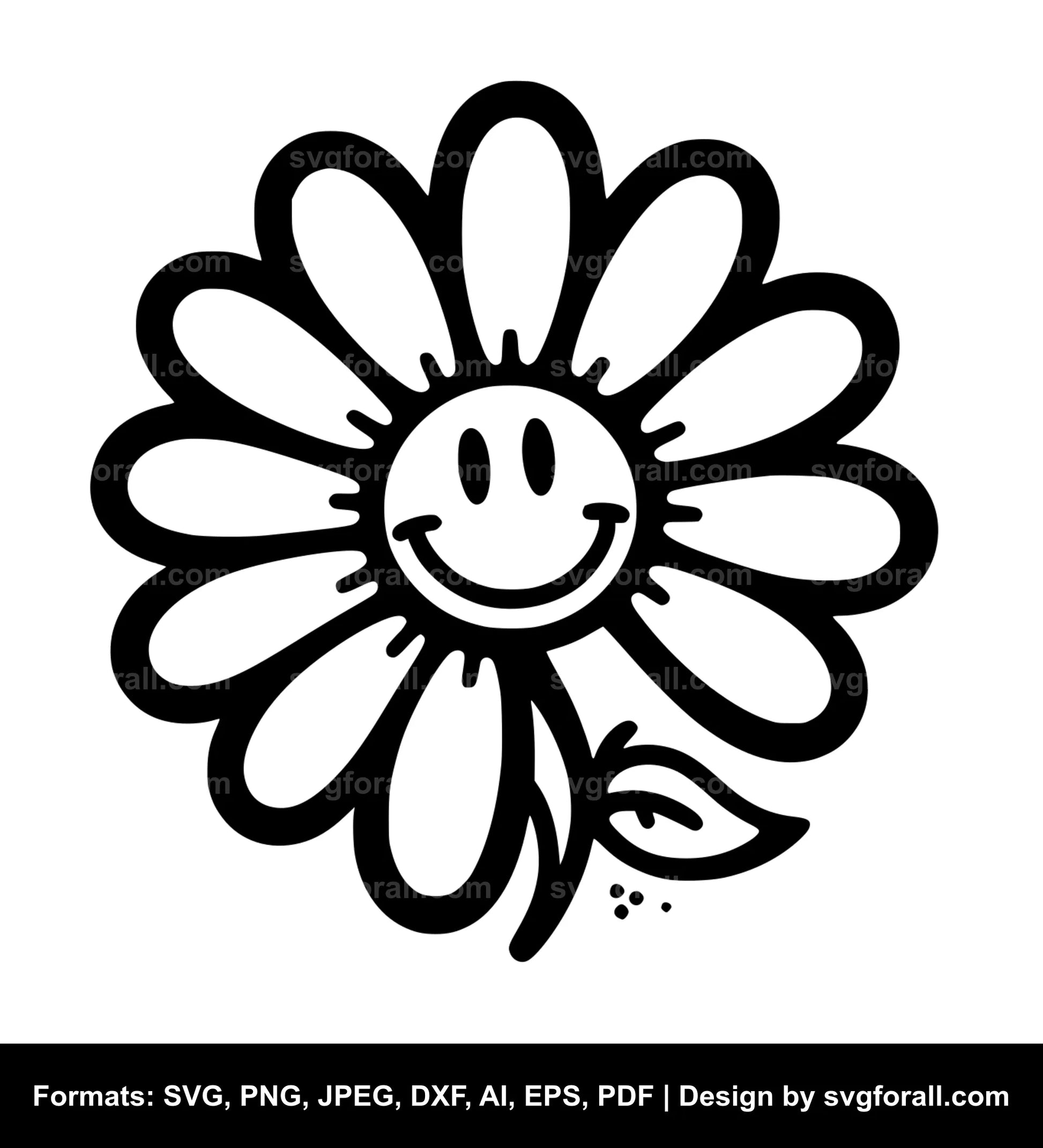 Smiling Daisy Flower SVG PNG