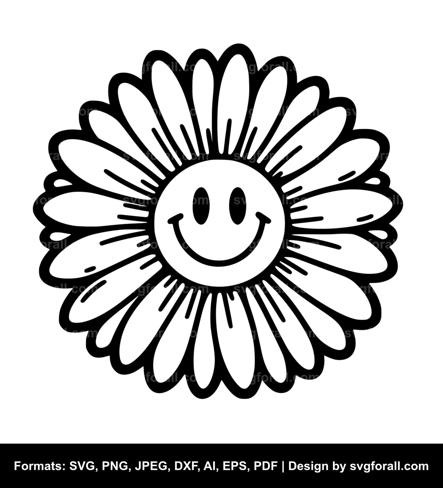 Smiling Daisy Flower SVG Vector