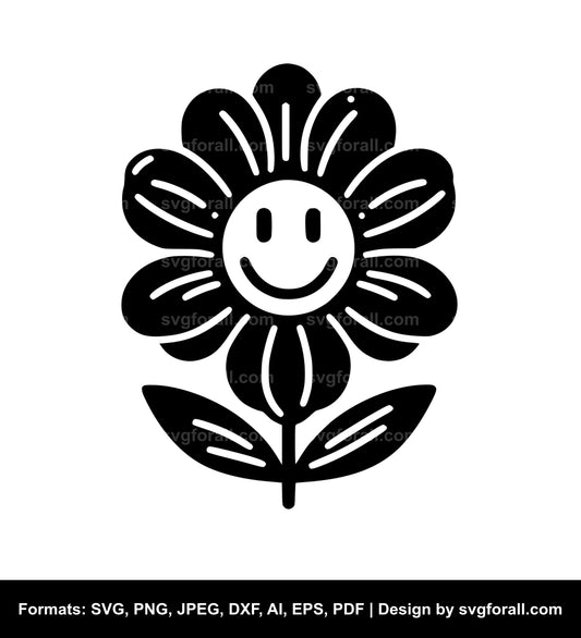 Smiling Face Flower SVG