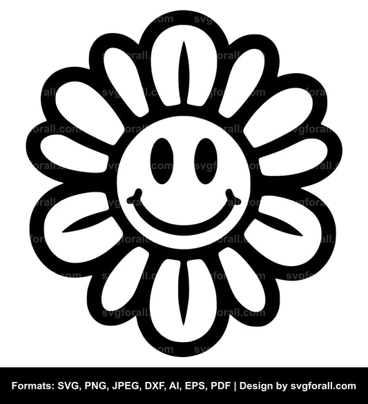 Smiling Face Flower SVG File