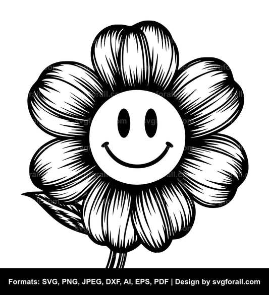 Smiling Face Flower SVG PNG