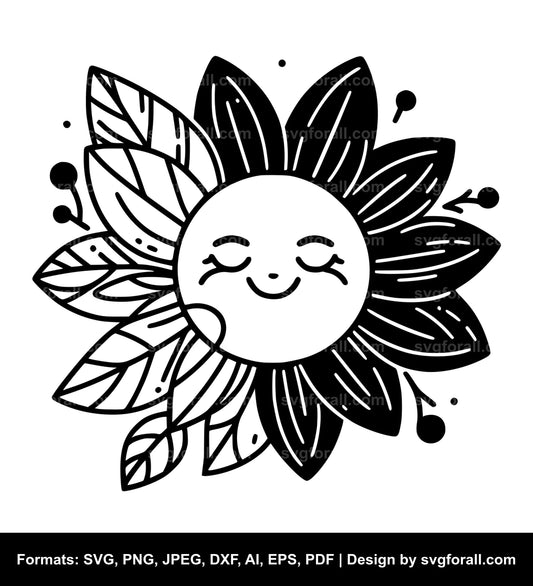 Smiling Face Flower SVG Vector