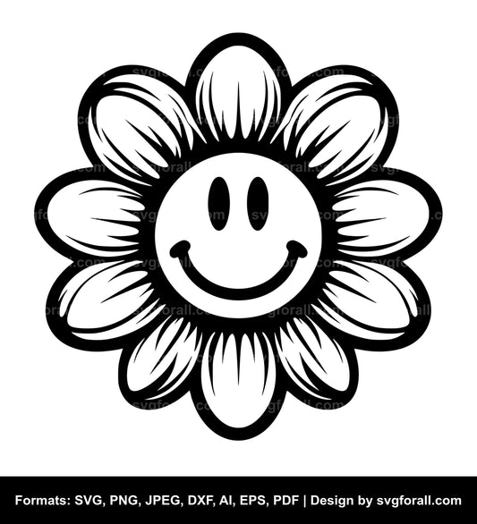 Smiling Face Flower Vector SVG