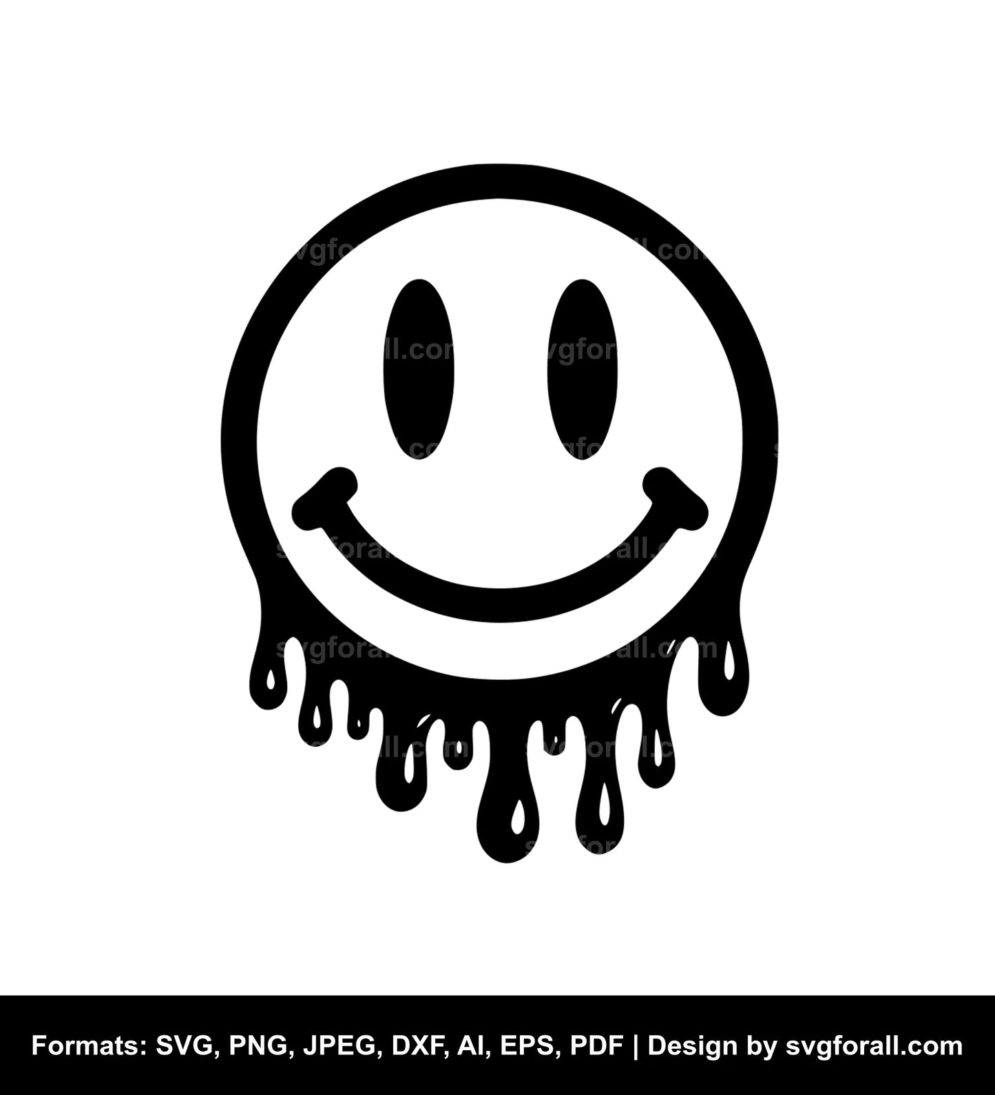 Smiling Face Melting Black SVG