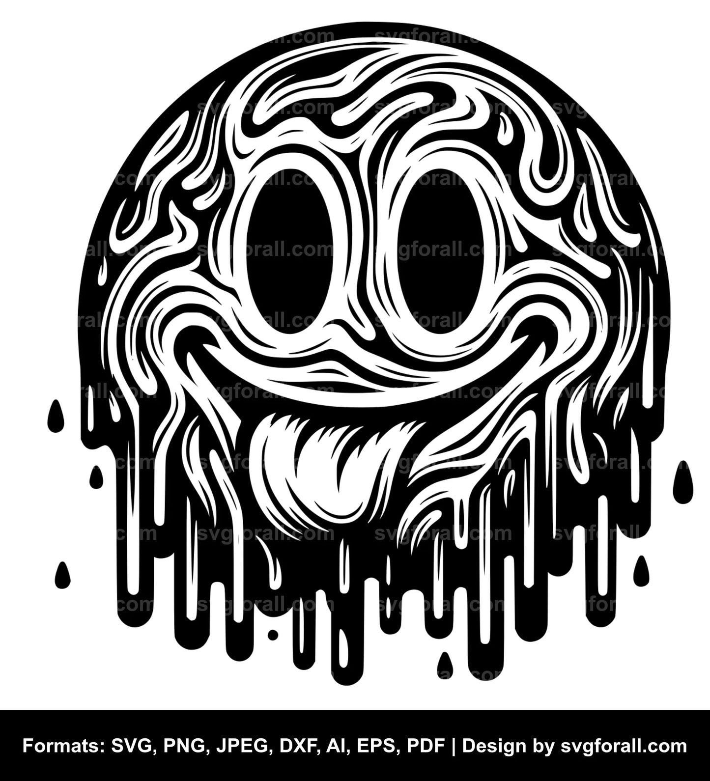 Smiling Face Melting Clipart SVG