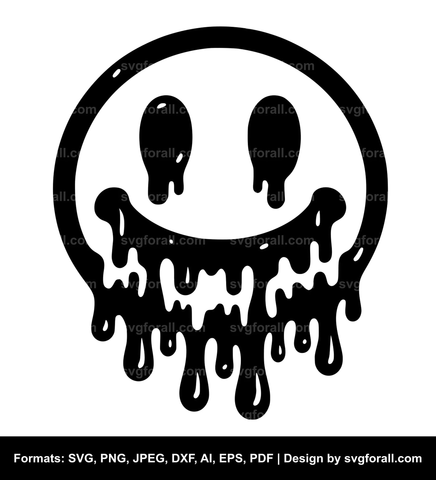 Smiling Face Melting SVG Clipart