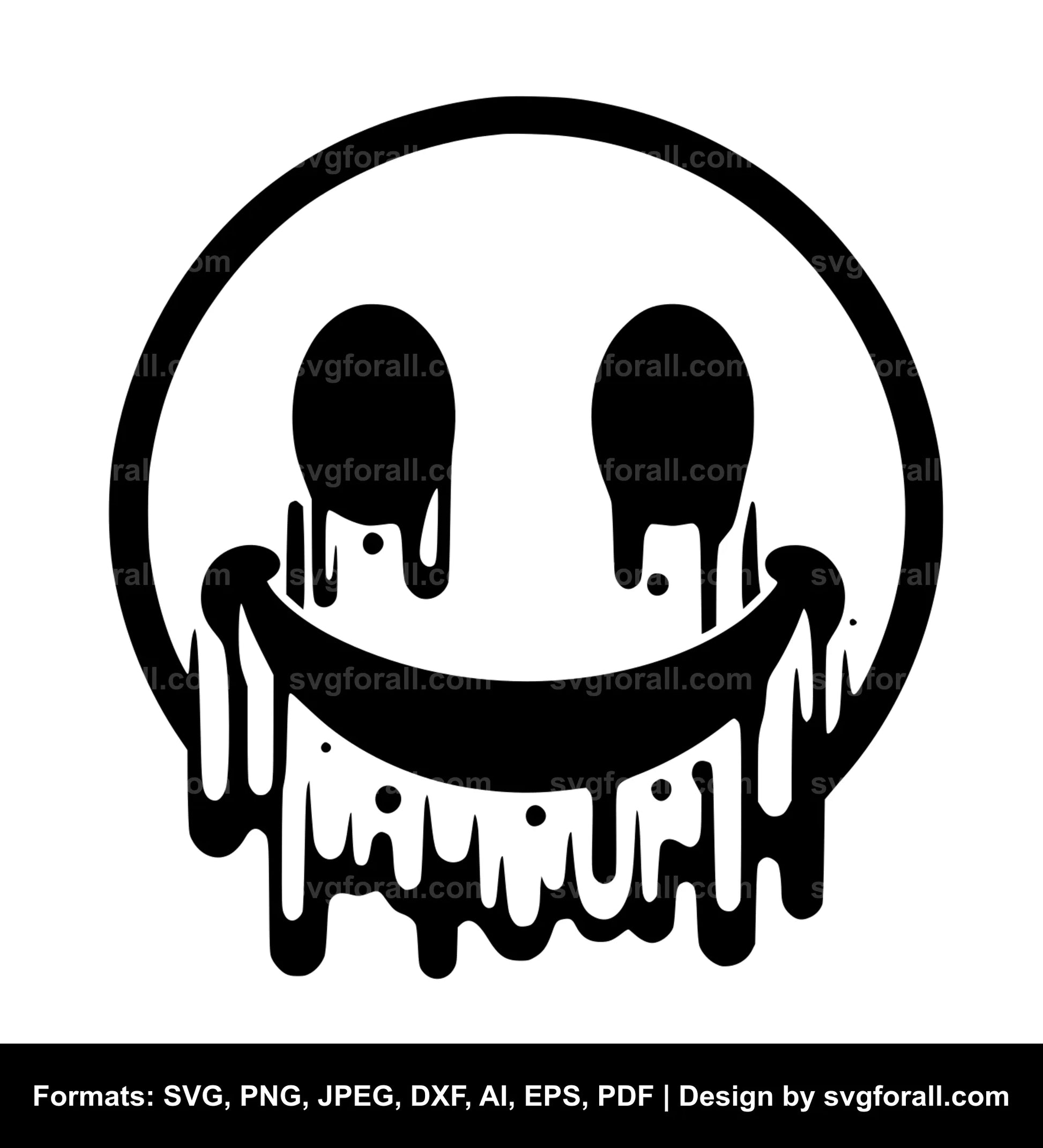 Smiling Face Melting SVG Cut File