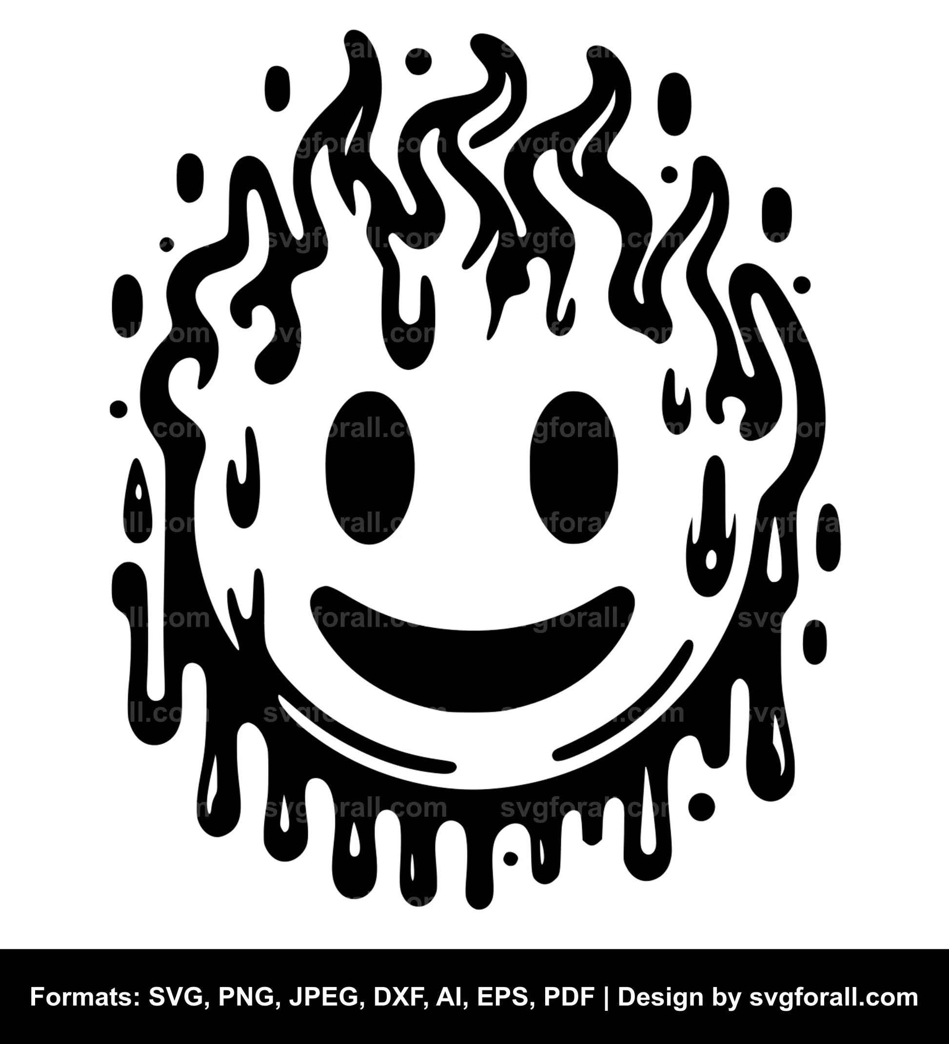 Smiling Face Melting SVG Design