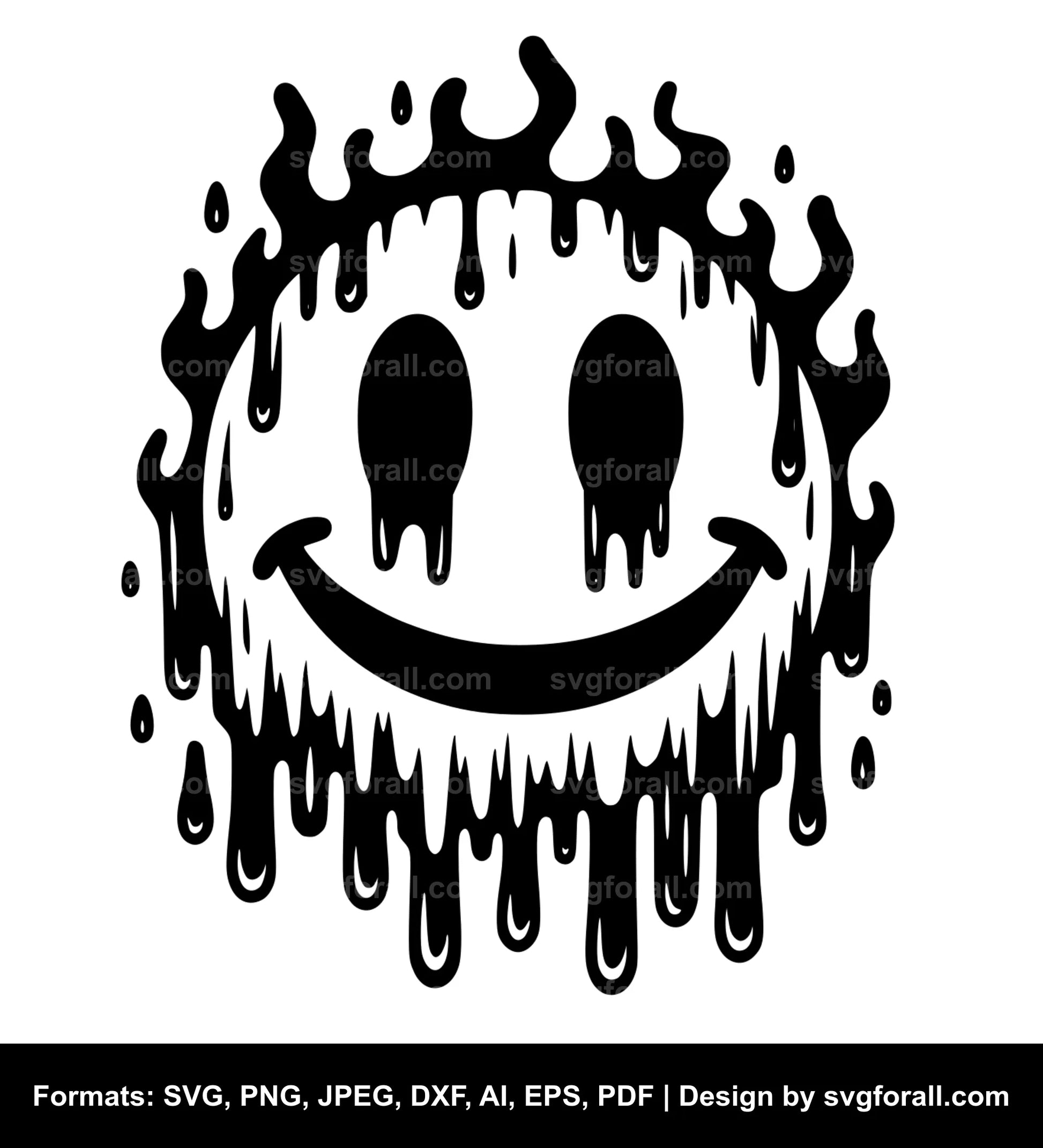 Smiling Face Melting SVG File