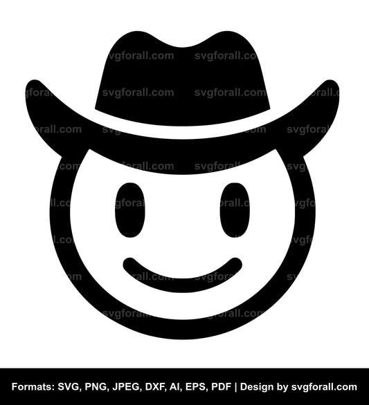 Smiling Face With Cowboy Hat Black SVG