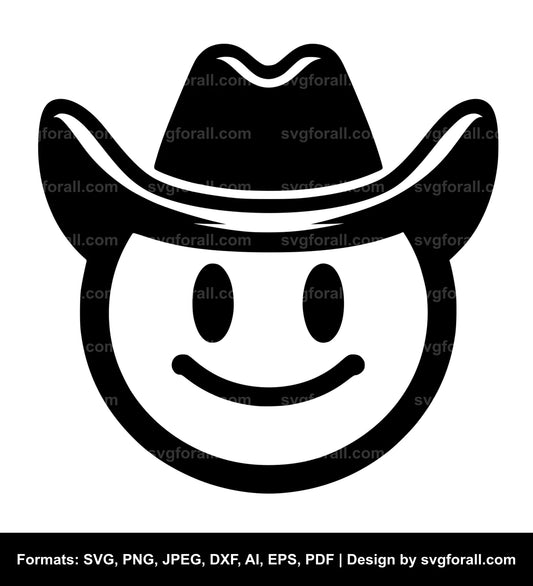 Smiling Face With Cowboy Hat SVG Clipart