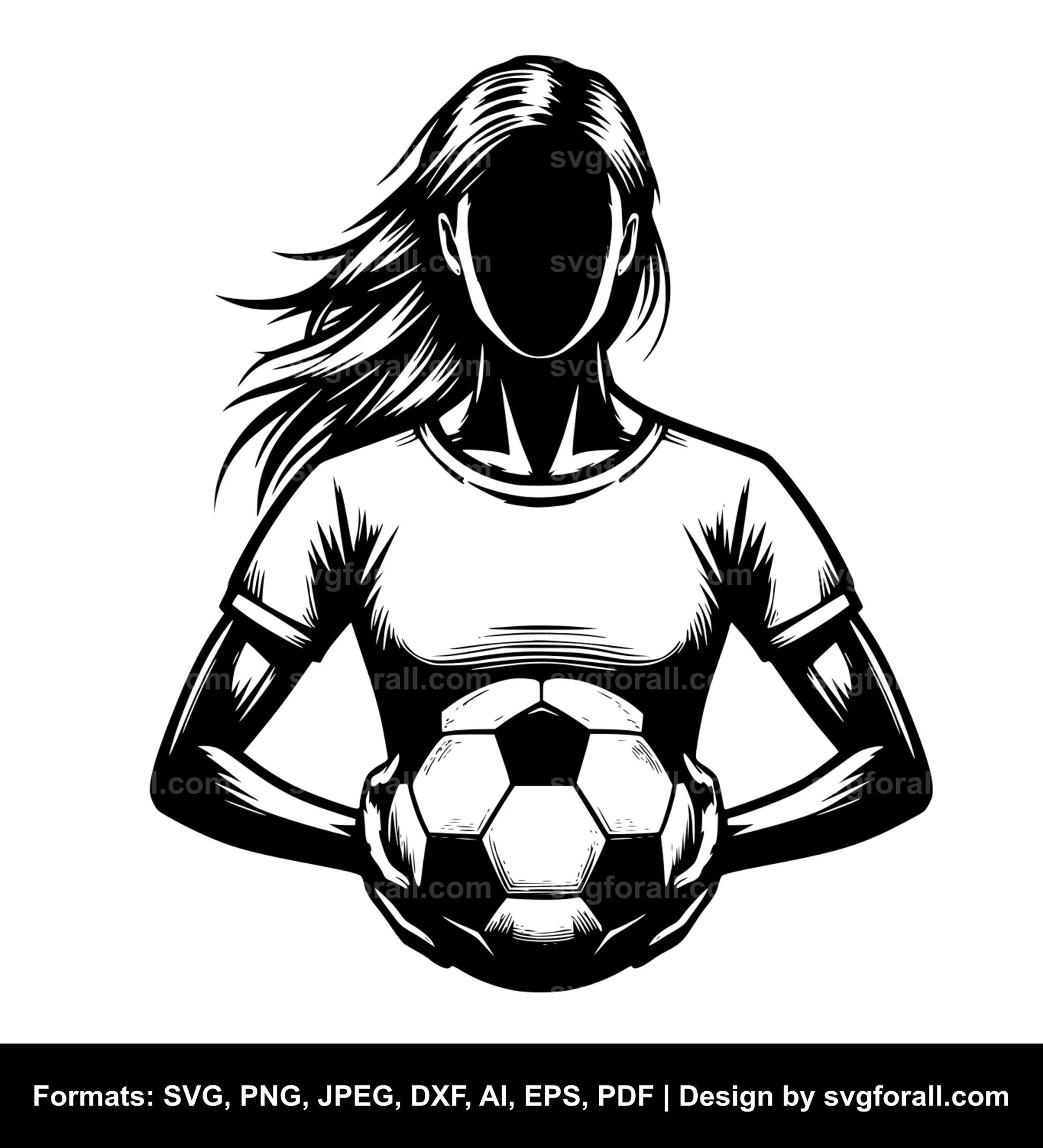 Soccer Girl Black SVG