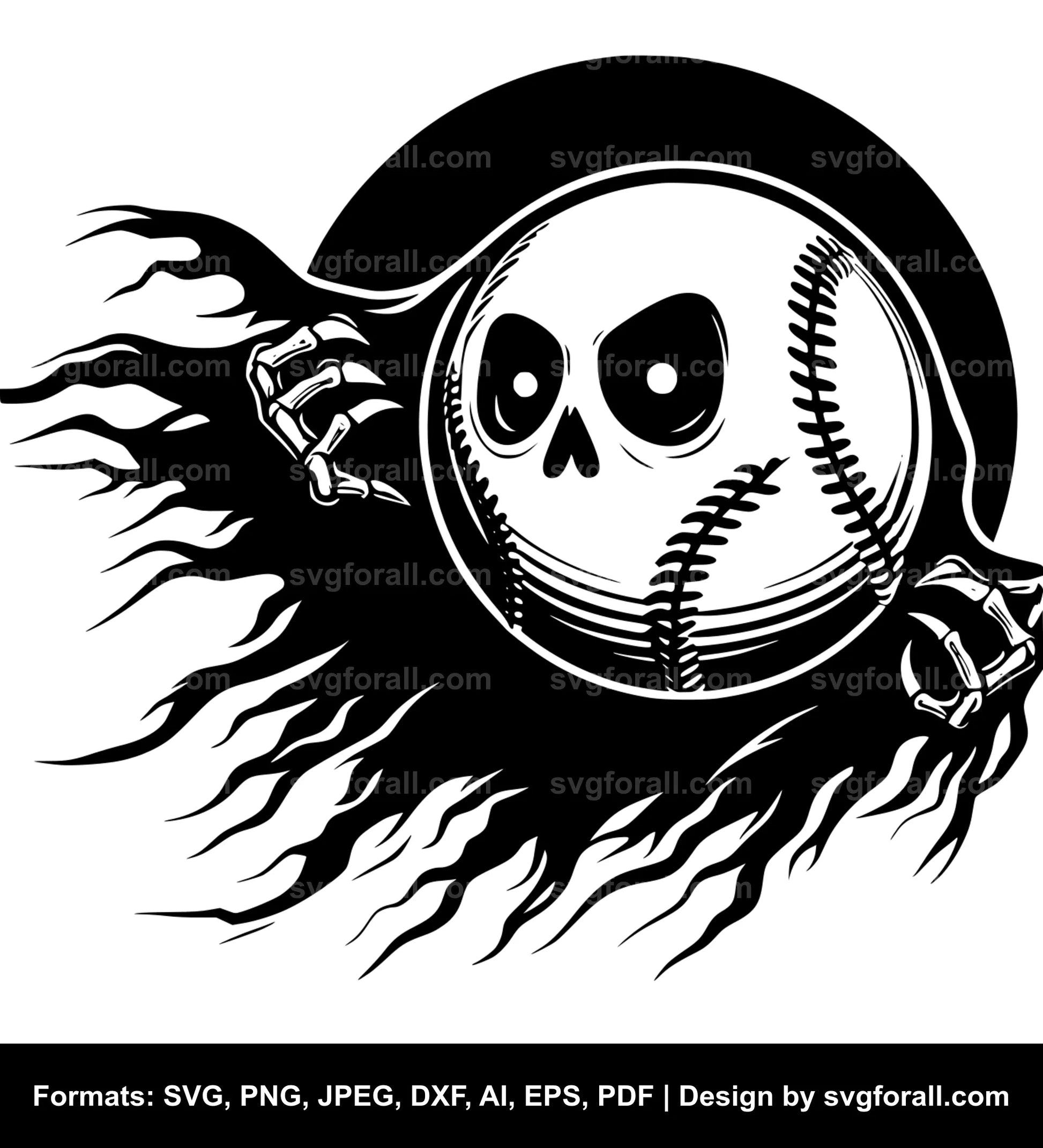 Softball Ghost Black SVG