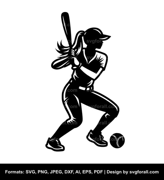 Softball Girl SVG Vector