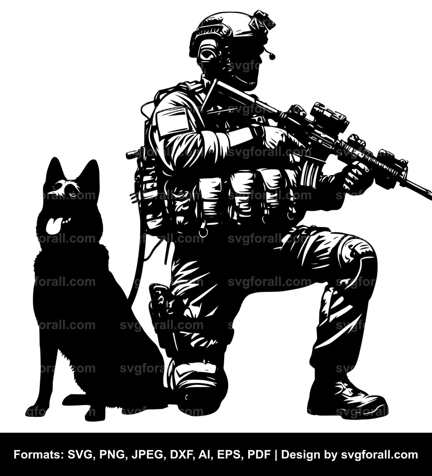 Soldier With Dog SVG Clipart