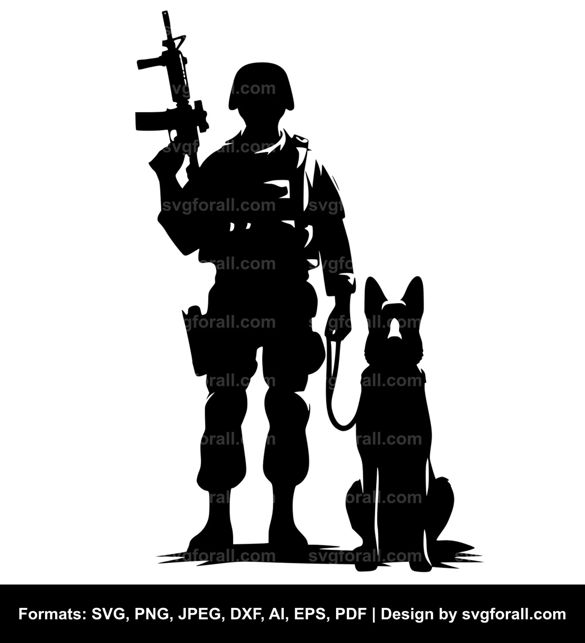 Soldier With Dog SVG Design