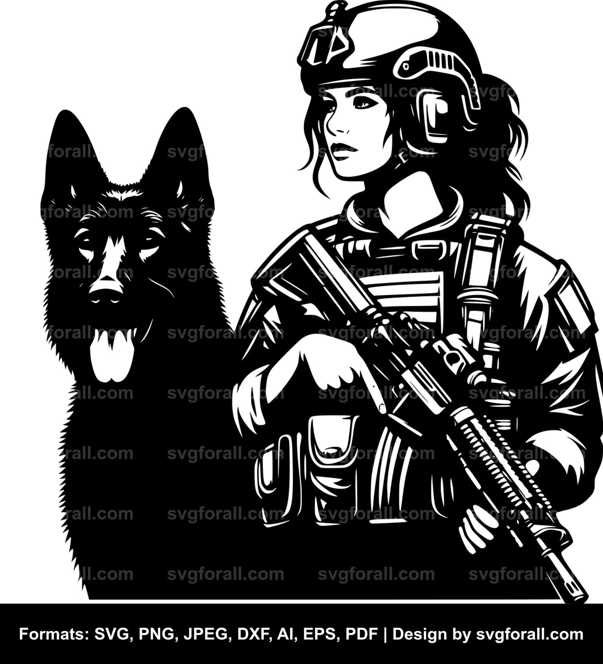 Soldier With Dog SVG File