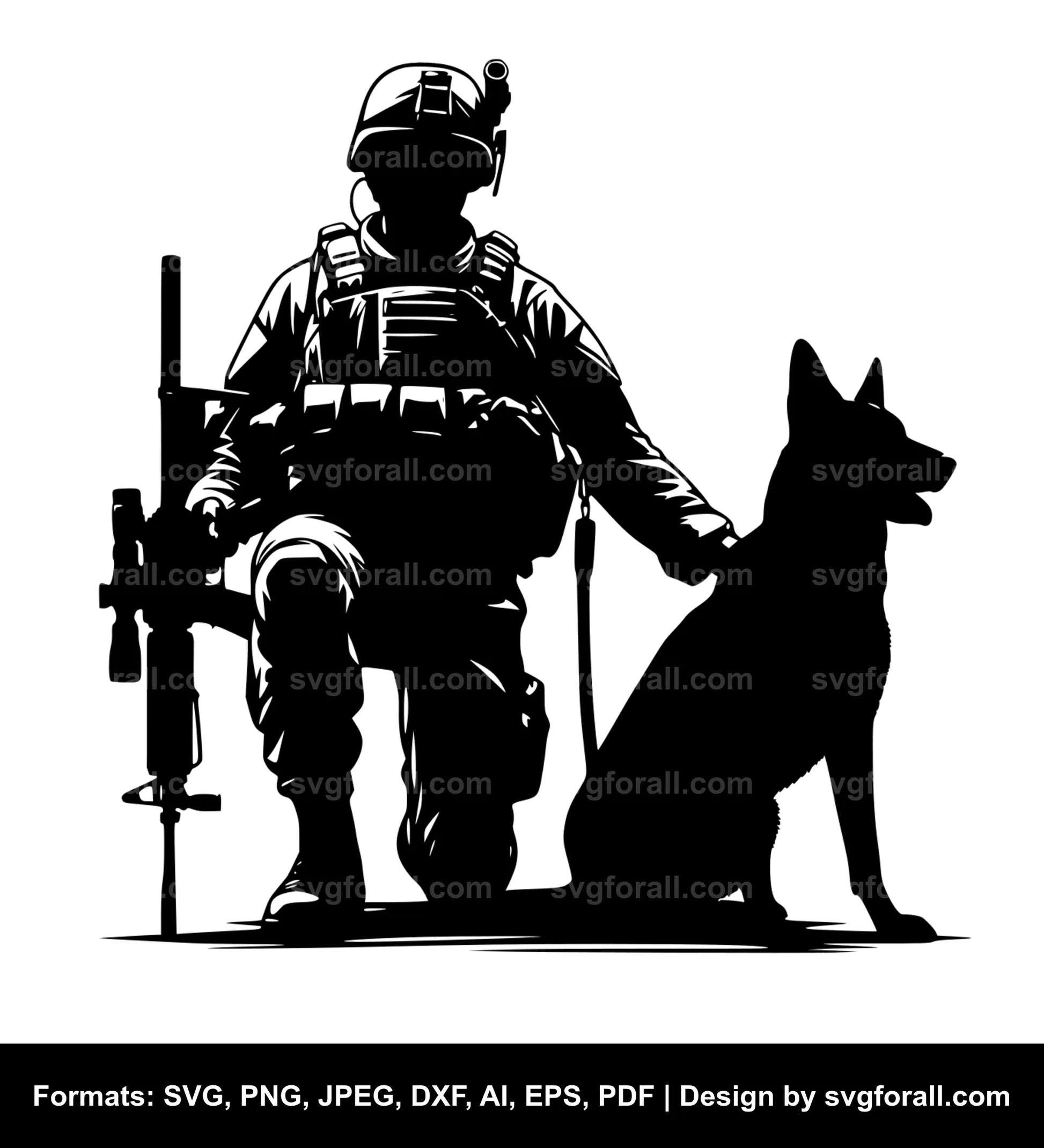 Soldier With Dog Vector SVG