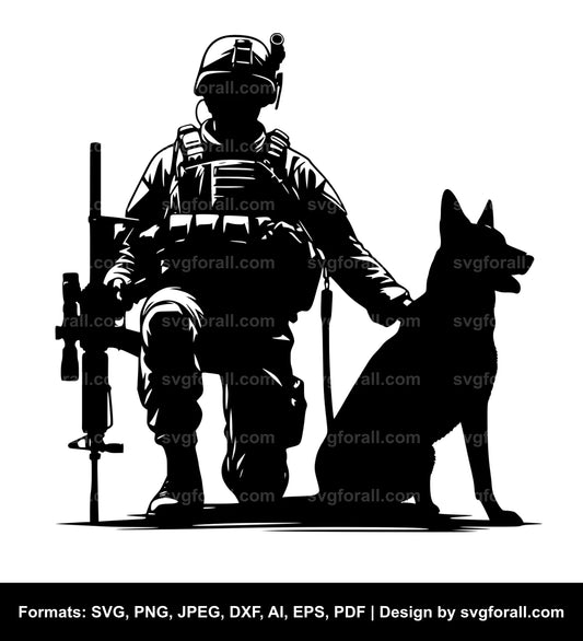 Soldier With Dog Vector SVG