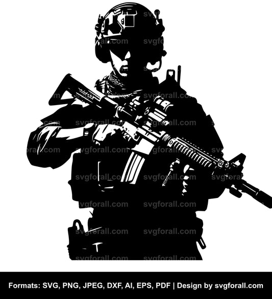 Soldier With Gun SVG PNG