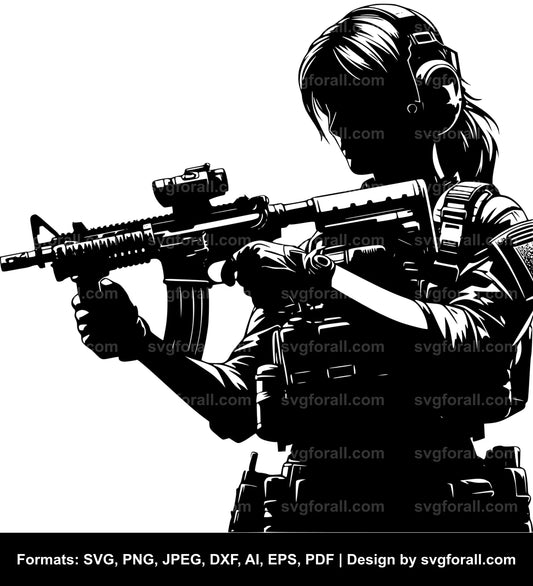 Soldier With Gun Vector SVG