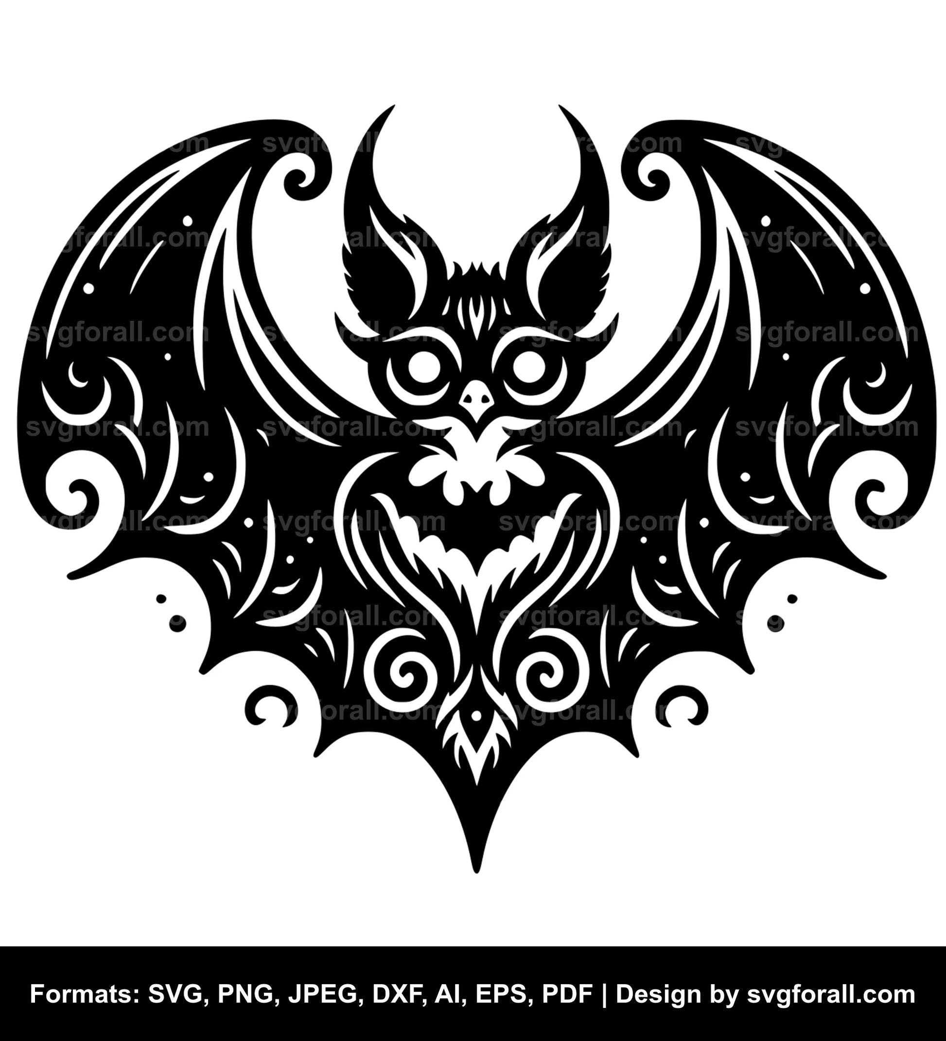 Spooky Bat Black SVG