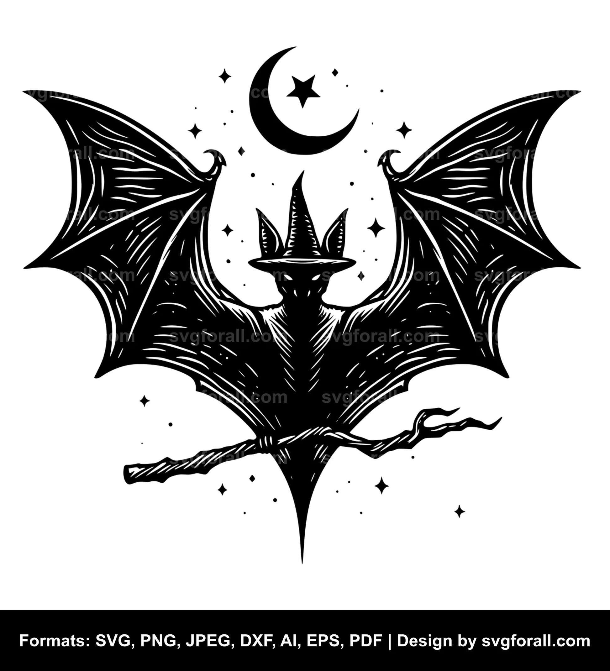 Spooky Bat Clipart SVG